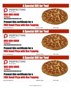 Free Pizza Certificate Template