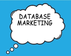 A thinking bubble that has the words DataBase Marketing in it