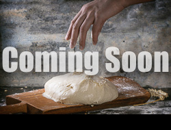 Man powdering a dough ball with a coming soon on the image