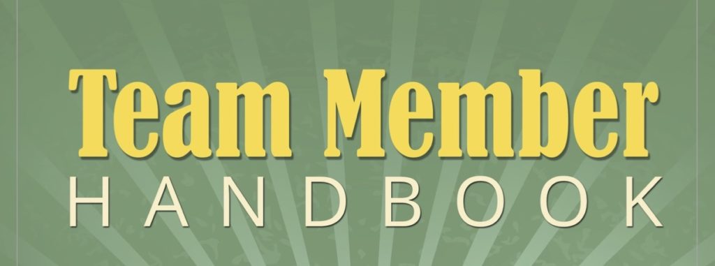 a photo of the title of a book called team member handbook