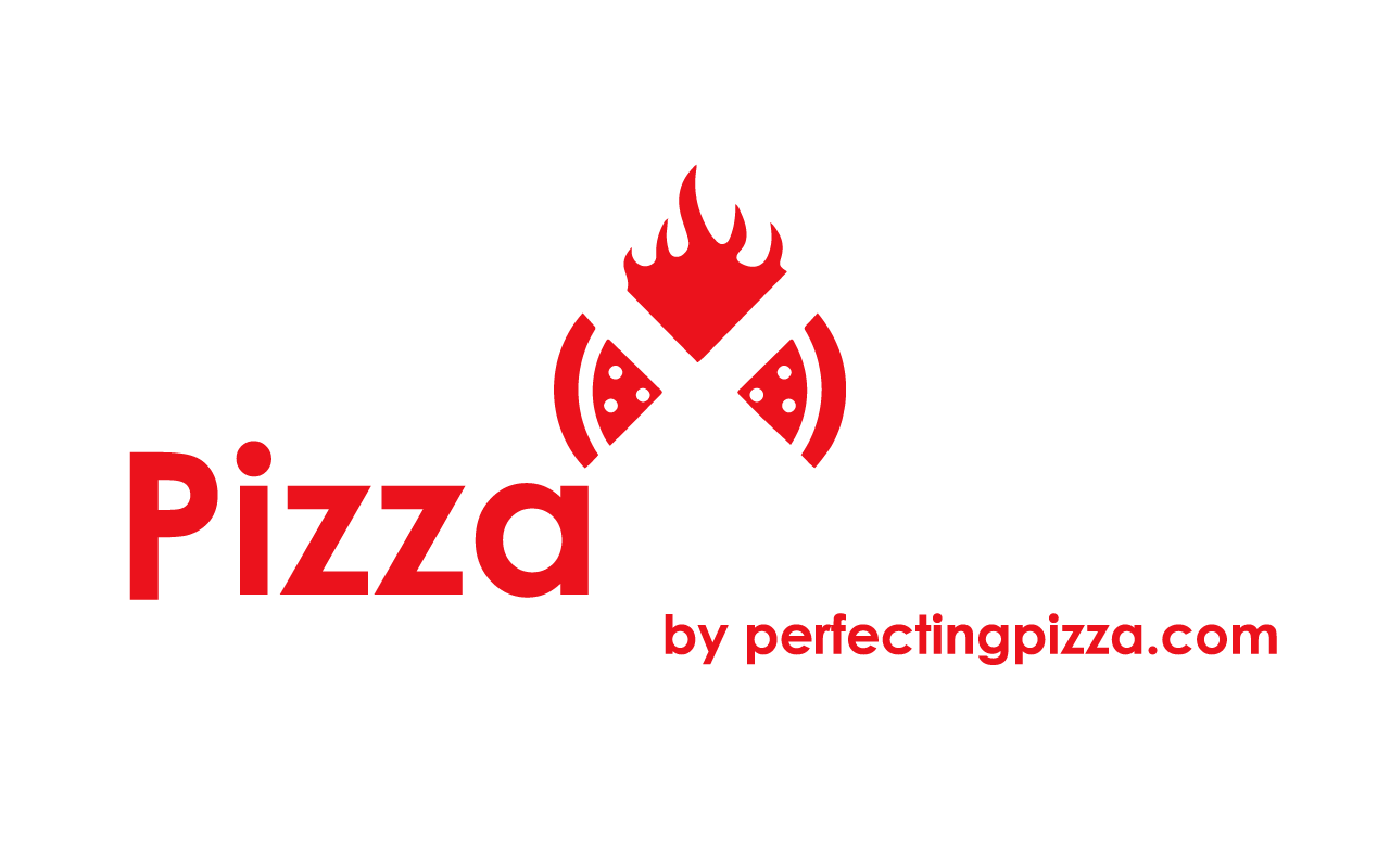 Pizza coach logo featuring flames, two peels, and slices of pizza.